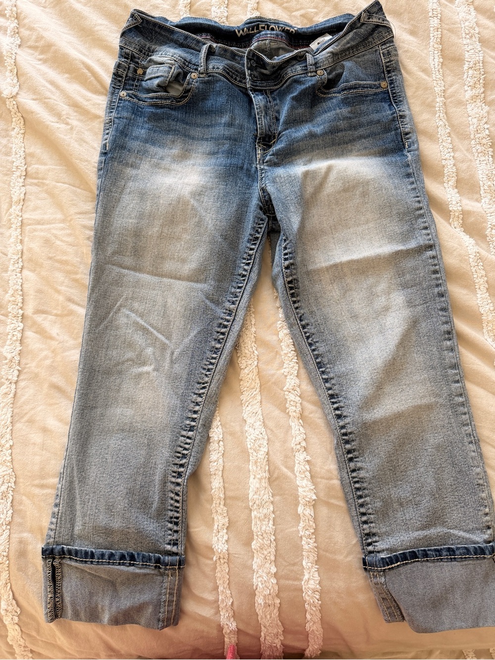 Wallflower Light Blue Cropped Cuffed Jeans